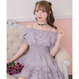 ワンピース 半袖 オフショルティアードワンピース