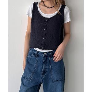 タンクトップ ノースリーブ HARING　リネンコットンスラブタンク レディース