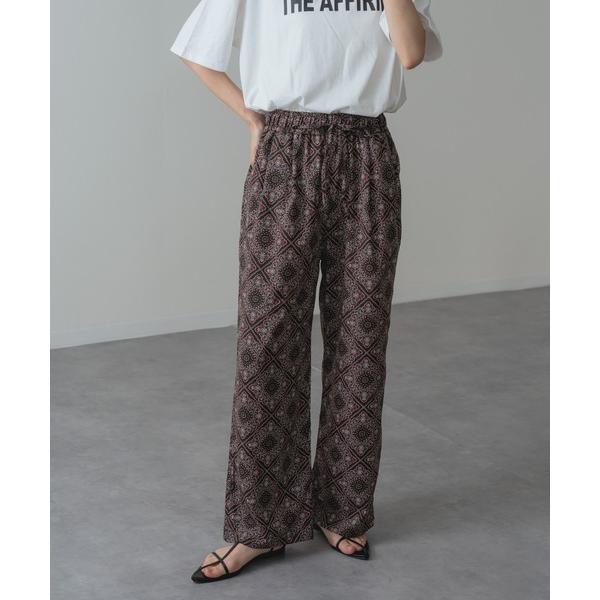 ワイドパンツ パンツ 「refinedworks」大人 の 総柄 リラックス パンツ レディース