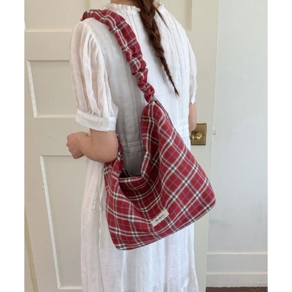 ショルダーバッグ バッグ gathered check shoulder bag レディース