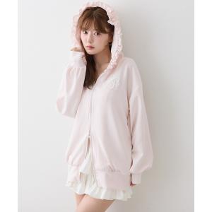 パーカー uvカット 「UVカット/セットアップ可能」フリルフードキラキラロングパーカー/パンツ別売り レディース