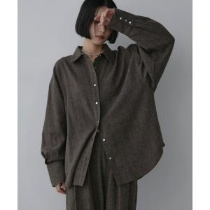 ブラウス シャツ ネップツイードシャツジャケット...の商品画像