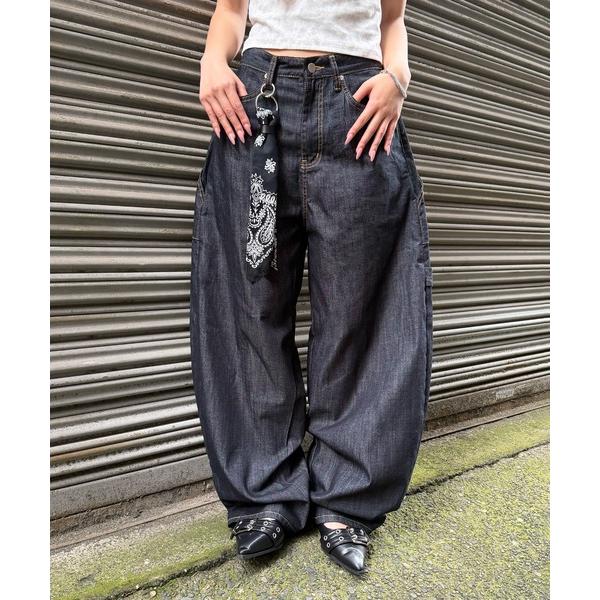 ワイドパンツ ジーンズ デニム デニムパンツ バックループフックカーブデニム レディース メンズ