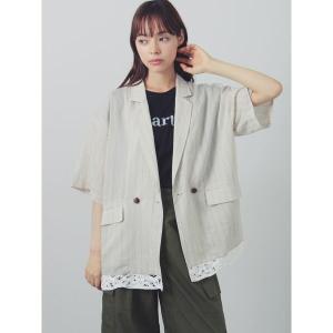 ジャケット ノーカラージャケット 裾レース5分袖ダブルジャケット レディース｜ZOZOTOWN Yahoo!店