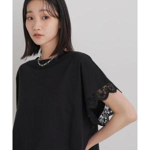 tシャツ 半袖 レースカフドルマンワイドカットトップス レディース