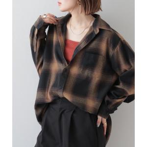 シャツ GLOVEHOUSE TC オンブレネルチェック クロップドシャツ 長袖 メンズ レディース