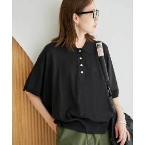 ニット セーター ワイドシルエットニットポロシャツ レディース