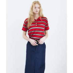 ニット セーター シアーストライプドポロニット / Sheer Striped Polo Knit レディース