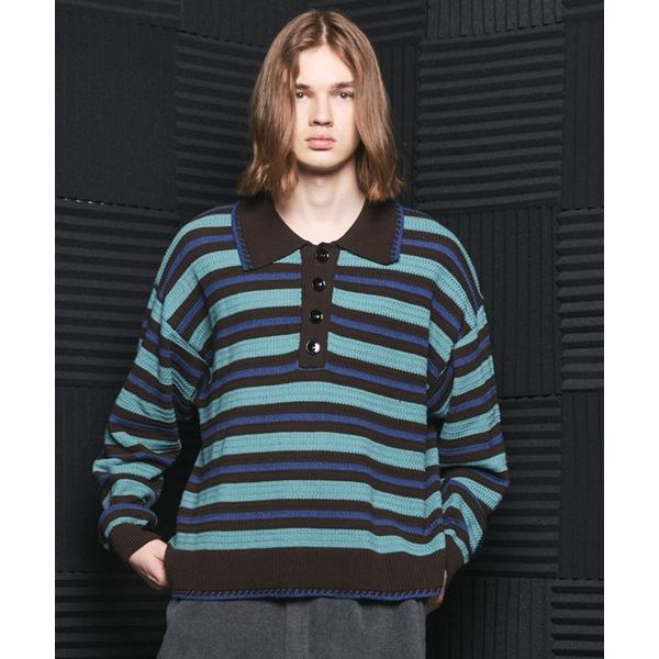 セーター ニット 「UNISEX」Multi Border Prime-Over Knit Polo...