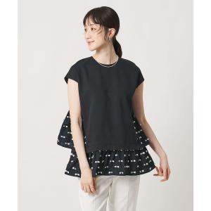 ブラウス シャツ ドットリボン カットジャガード コンビ ブラウス ‐ウォッシャブル‐ レディース