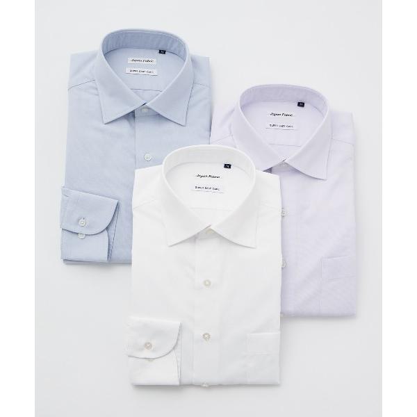 フォーマル シャツ 「3点セット」ワイシャツ／長袖／形態安定／ワイドカラー／無地／BASIC／ドレス...
