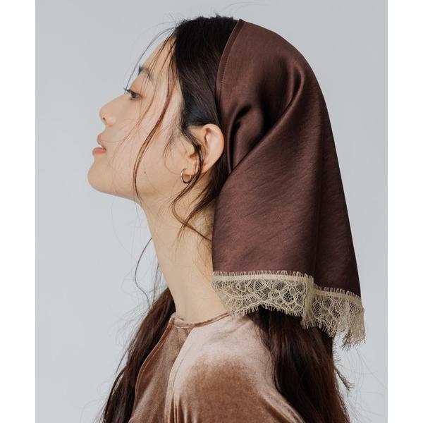 スカーフ バンダナ bicolor lace satin scarf（バイカラーレースサテンスカーフ...