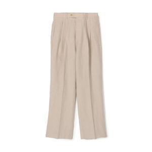 パンツ 60リネン 2プリーツワイドストレートパンツ メンズ