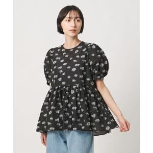 ブラウス シャツ 半袖 ブーケ カットジャガード ブラウス レディース