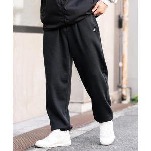 ワイドパンツ スウェットパンツ ジャージ 新色追加 KANGOL カンゴール 別注コラボ ワンポイントロゴ刺繍裏起毛イージースウェットパンツ/セミワイドテーパ…