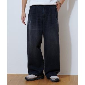 ワイドパンツ ジーンズ デニム デニムパンツ ハイパーストレッチツイストタックデニム レディース