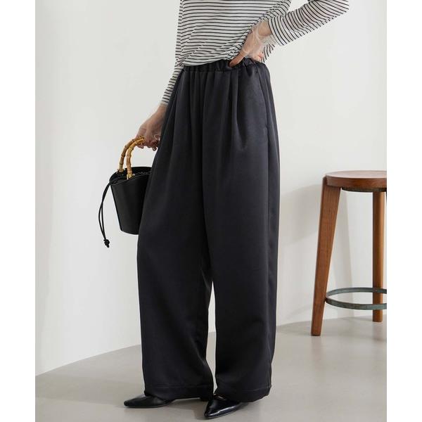 ワイドパンツ パンツ 「Aunely」洗練ヴィンテージサテンイージーパンツ「YOSOOIシリーズ」 ...