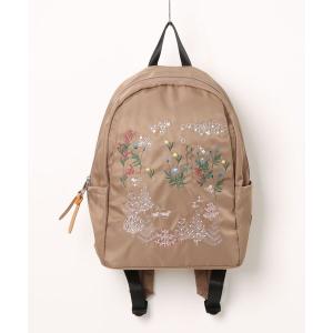 デイバック リュック 「glanta」花舞う森辺刺繍ラウンドリュック レディース