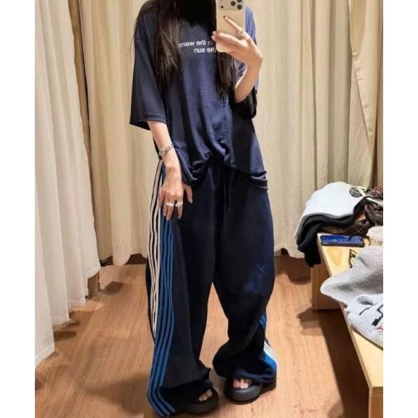 パンツ サイドラインワイドトラックパンツ レディース
