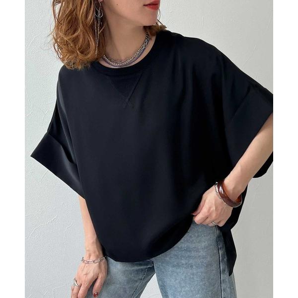 ブラウス シャツ 半袖 「接触冷感」ジョーゼットワイドTeeブラウス レディース