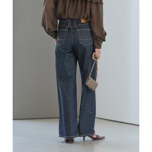 ジーンズ デニム デニムパンツ 「洗える」SOMETHING / サムシング LISA LACE UP WIDE レディース