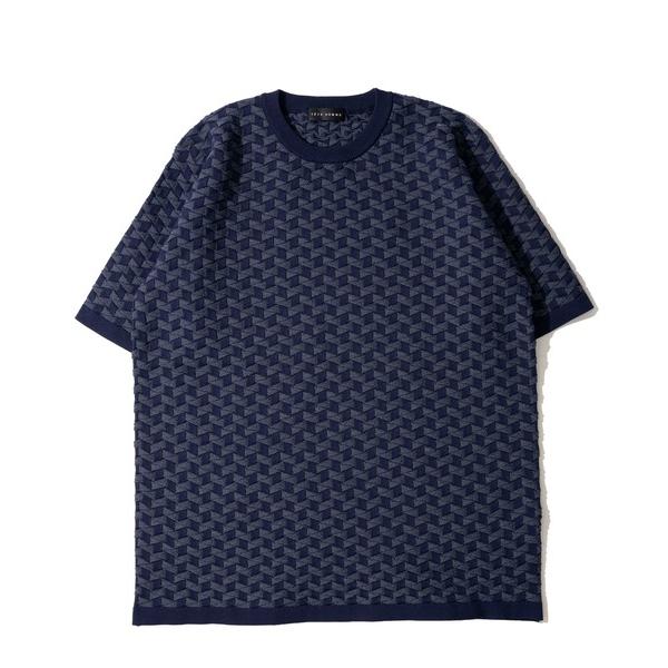 tシャツ ディアマンテジャガードクルーネックニット / ウォッシャブル / 半袖ニット メンズ