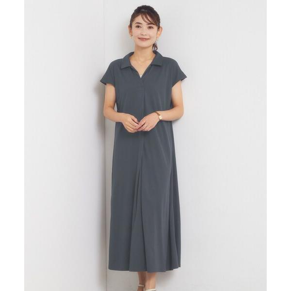 ワンピース 半袖 「冷感」襟付きカノコワンピース