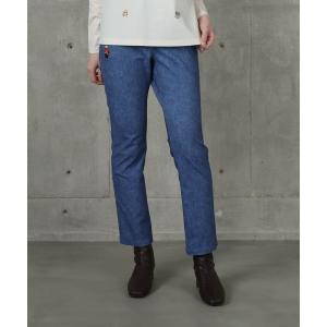 パンツ パールデニム風プリントパンツ レディース