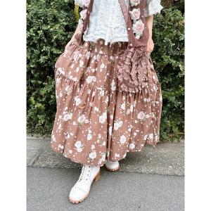 ロング スカート Rose Pearlプリントスカート
