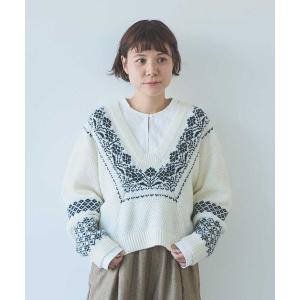 ニット セーター W/Ny jacquard knit pullover レディース