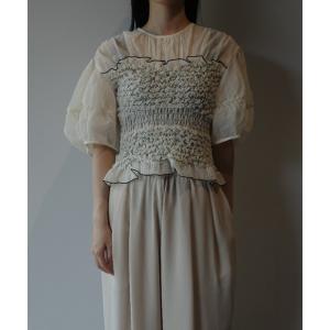 CLANE COLOR STITCHED SHIRRING TOPS レディース
