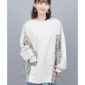 tシャツ ファブリックプリントコンビプルオーバー レディース