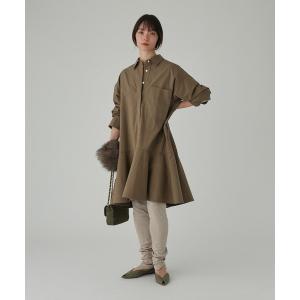 シャツワンピース ペプラムシャツワンピース