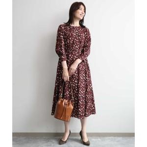 ワンピース レオパードフラワーワンピース/洗濯機で洗える/WEB限定サイズあり