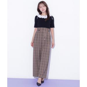 ワイドパンツ パンツ 「セットアップ対応」チェーンベルトタックワイドパンツ レディース