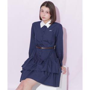シャツワンピース ベルト付きミニシャツワンピース