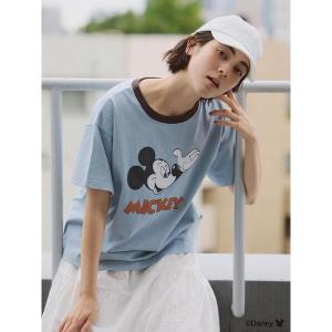 tシャツ 半袖 「Disney」ミッキーマウス/配色Tシャツ レディース