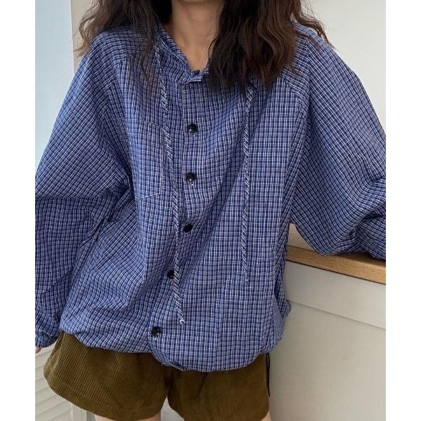 ブラウス シャツ オーバーサイズ フード付き チェックシャツ レディース