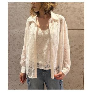 ブラウス シャツ 「DESERT ROSE/デザートローズ」キャミ付フラワーレースシャツ レディース