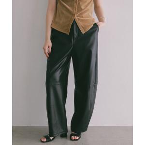 ワイドパンツ パンツ フェイクレザーコクーンパンツ レディース
