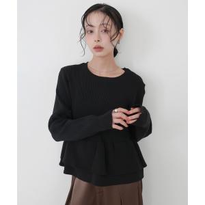 ニット セーター ダブルフリルペプラムニット レディース