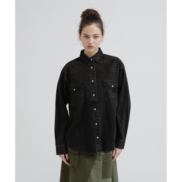 ブラウス シャツ ACID WASH SHIRT レディース