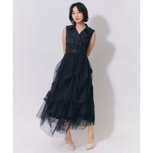 ワンピース トレンチライクチュールドッキングティアードロングワンピース