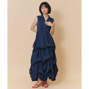 ワンピース タックボリュームシャツロングワンピース