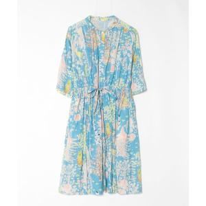 「haupia」 7分袖ワンピース MEDIUM ブルー レディース