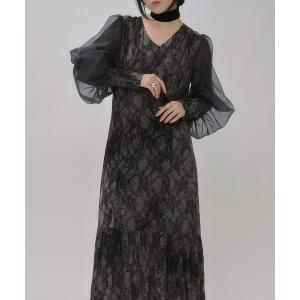 パーティードレス ドレス Gloss sheer sleeveオパールベロアドレス