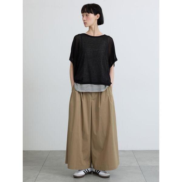 パンツ ストレッチタックキュロットパンツ レディース