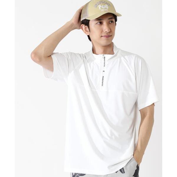tシャツ 「PEARLY GATES」Nyグリッド2WAYトリコット半袖ハーフジップアップカットソー...