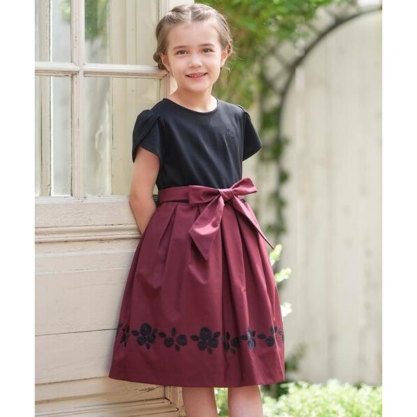 ドレス 発表会 卒園式 入学式 「110-140cm」 ローズエンブロイダリードレス キッズ 子供服