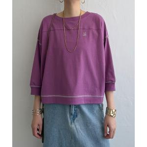 tシャツ コットンリブフットボール七分袖Tシャツ レディース